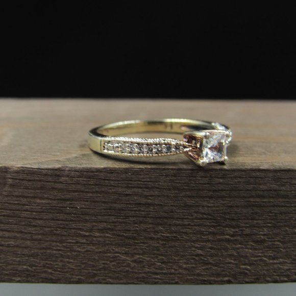 Size 6 Sterling Silver Gold Plated Sapphire & Diamond Accent Band Ring Vintage - Picture 4 of 10